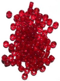 100 4x6mm Crow Beads Transparent Red